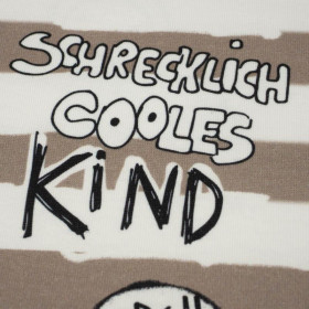 SCHRECKLICH COOLES KIND / BEIGE STRIPES (SCHOOL DRAWINGS) - looped knit fabric