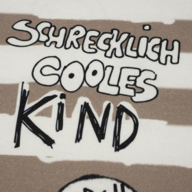 SCHRECKLICH COOLES KIND / BEIGE STRIPES (SCHOOL DRAWINGS) - single jersey with elastane 