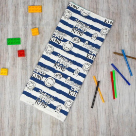 SCHRECKLICH COOLES KIND / DARK BLUE STRIPES (SCHOOL DRAWINGS) - looped knit fabric
