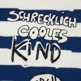 SCHRECKLICH COOLES KIND / DARK BLUE STRIPES (SCHOOL DRAWINGS) - single jersey with elastane 