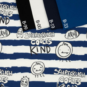 SCHRECKLICH COOLES KIND / DARK BLUE STRIPES (SCHOOL DRAWINGS) - single jersey with elastane 