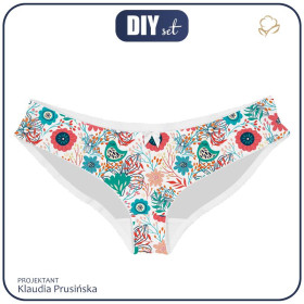 WOMEN'S PANTIES - FOLK BIRDS / white - M