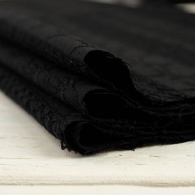 TWIGS / black - Embroidered cotton fabric