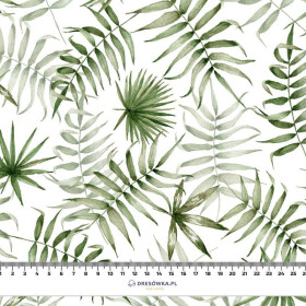 TROPICAL LEAVES pat. 3 / white (JUNGLE) - swimsuit lycra