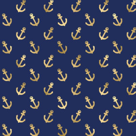MINI GOLD ANCHORS (GOLDEN OCEAN) / dark blue - Waterproof woven fabric