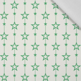GREEN  STARS (CHAINS) / VANILLA  - Cotton woven fabric
