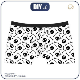 MEN'S BOXER SHORTS - HALLOWEEN SKULLS & BONES / white - S