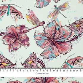 HIBISCUS AND BUTTERFLIES - Crepe