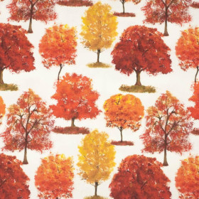 AUTUMN TREES / white (PUMPKIN GARDEN) - looped knit fabric