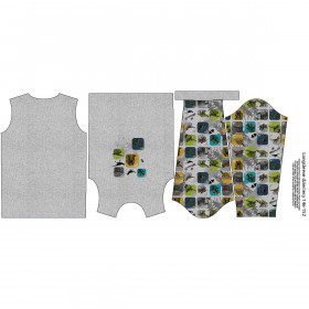 LONGSLEEVE - DINO TILES PAT. 5 / melange light grey - sewing set