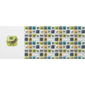 DINO TILES PAT. 3 / green - SINGLE JERSEY PANORAMIC PANEL 