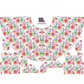 KID'S DRESS  “Mia” (98/104) - HUMMINGBIRDS AND FLOWERS - sewing set 