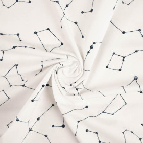 CONSTELLATIONS pat. 2 (GALACTIC ANIMALS) / white - looped knit fabric