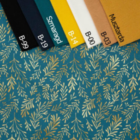 GOLDEN CORALS (GOLDEN OCEAN) / sea blue - looped knit fabric