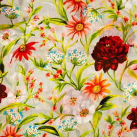 FLOWERS ON THE MEADOW pat. 3 / light grey - Chiffon