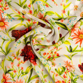FLOWERS ON THE MEADOW pat. 3 / light grey - Chiffon