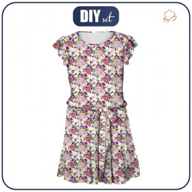 DRESS "EMMA" - ROSE FLOWERS PAT. 2 (BLOOMING MEADOW) - Viscose jersey with elastane