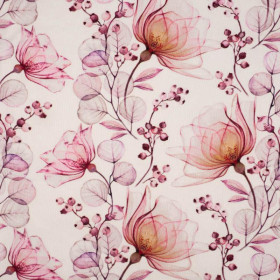 FLOWERS pat. 4 (pink) - looped knit fabric
