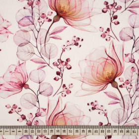 FLOWERS pat. 4 (pink) - looped knit fabric