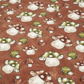 FOREST MUSHROOMS pat. 1 / brown - looped knit fabric