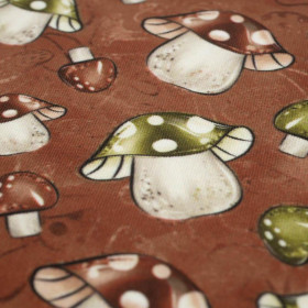 FOREST MUSHROOMS pat. 1 / brown - looped knit fabric