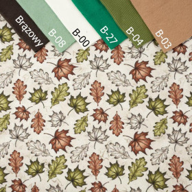 FOREST LEAVES pat. 1 / beige - looped knit fabric