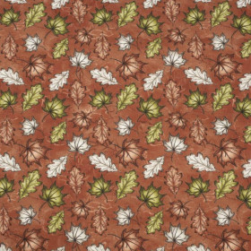 FOREST LEAVES pat. 1 / brown - looped knit fabric