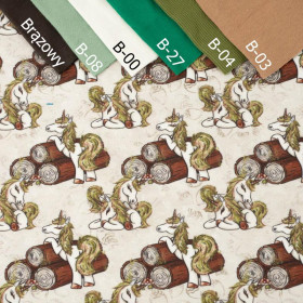 FOREST UNICORNS pat. 1 / beige - looped knit fabric