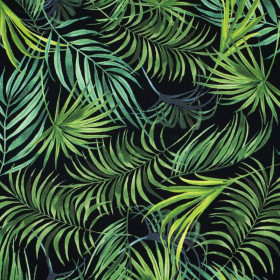 PALM LEAVES pat. 4 / black - looped knit fabric