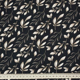  LEAVES pat. 13 / black - Cotton woven fabric