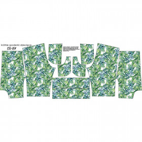 KID`S SHORTS (RIO) - MINI LEAVES AND INSECTS PAT. 6 (TROPICAL NATURE) / white - looped knit fabric 