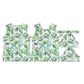 WOMEN’S T-SHIRT M - PALM LEAVES pat. 4 / white - single jersey 