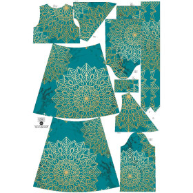 WRAP MIDI DRESS (BIANCA) - MANDALA pat. 5 / emerald - sewing set