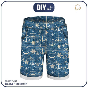 KID`S SHORTS (RIO) - MARINE pat. 4 - looped knit fabric 