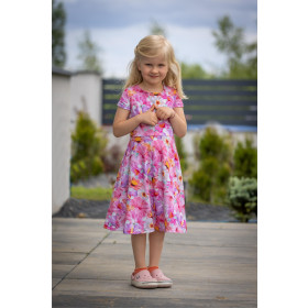 KID'S DRESS "MIA" - HUMMINGBIRDS AND FLOWERS - sewing set