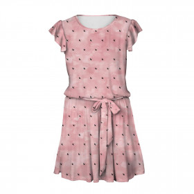 DRESS "EMMA" - SWALLOWS (minimal) / CAMOUFLAGE pat. 2 (rose quartz) - Viscose jersey with elastane