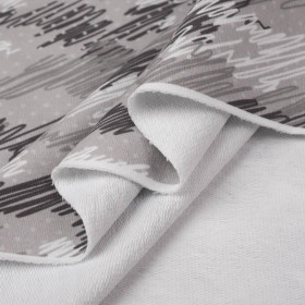 CAMOUFLAGE - scribble / grey - looped knit fabric