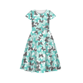 KID'S DRESS "MIA" - BUTTERFLIES / aqua - sewing set