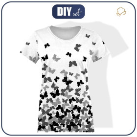 WOMEN’S T-SHIRT - BUTTERFLIES / grey - single jersey