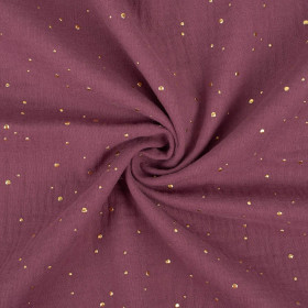 GOLDEN DOTS / HEATHER - Cotton muslin