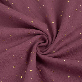 GOLDEN DOTS / HEATHER - Cotton muslin