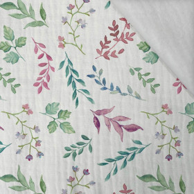 COLORFUL HERBARIUM / white - Cotton muslin