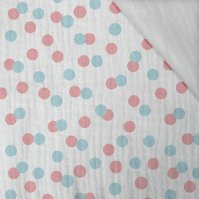 PASTEL DOTS / mint - salmon pink (PASTEL SKY) - Cotton muslin