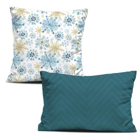 DECORATIVE PILOWS - BLUE SNOWFLAKES / emerald