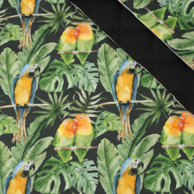 PARROTS pat. 2 / black (JUNGLE) - picnic blankets woven fabric