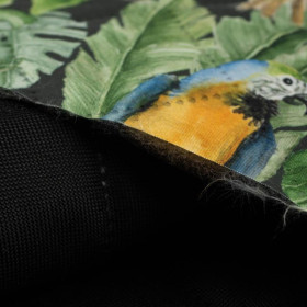 PARROTS pat. 2 / black (JUNGLE) - picnic blankets woven fabric