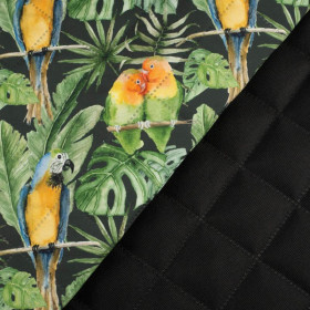 PARROTS pat. 2 / black (JUNGLE) - picnic blankets woven fabric