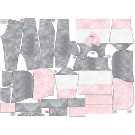 Children's tracksuit (OSLO) - ALL YOU NEED IS LOVE / STRIPES - looped knit fabric (146/152)