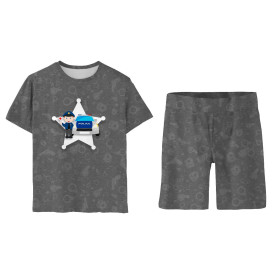 CHILDREN'S PAJAMAS "ADA"  (98/104) - POLICE OFFICER / dark grey - sewing set 