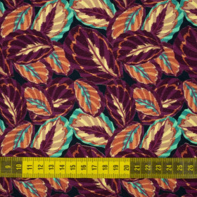 PURPLE LEAVES (VINTAGE) - looped knit fabric
